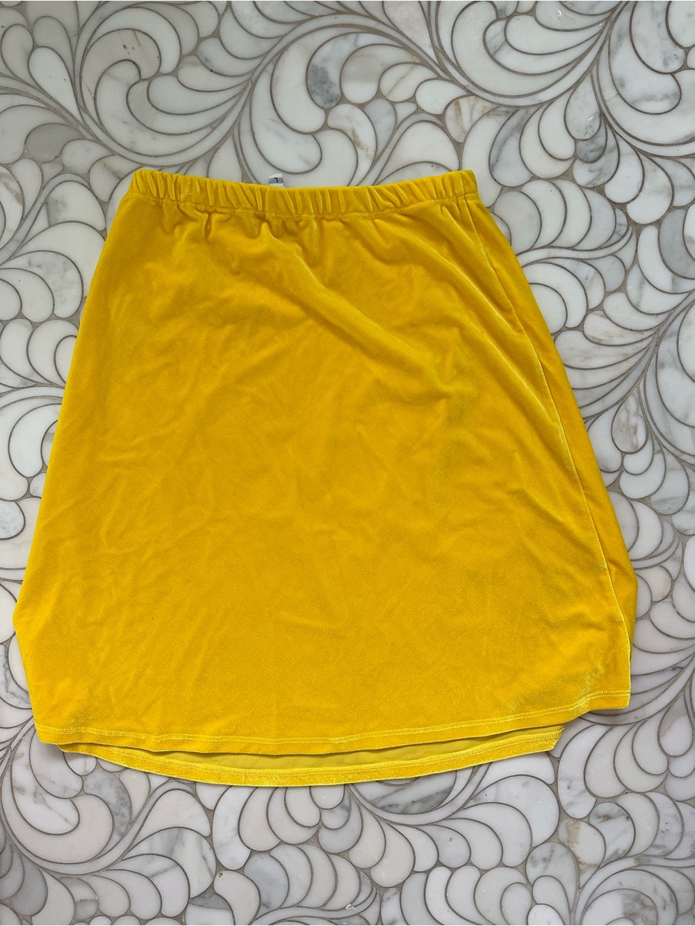 Yellow Elastic-Waist Mini Skirt